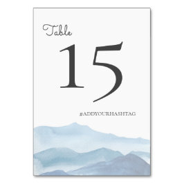 Tarjeta De Mesa Acuarela azul moderna con hashtag