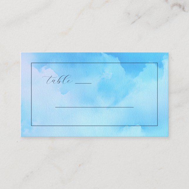 Tarjeta De Mesa Acuarela Azul Sereno (Anverso)
