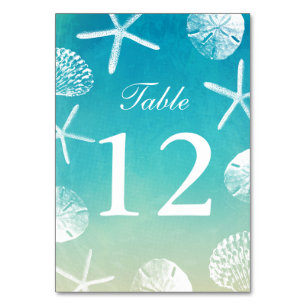 Tarjeta De Mesa Acuarela Beach Wedding Seasheles Números de tabla