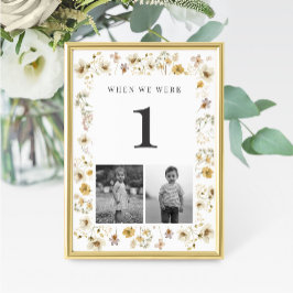 Tarjeta De Mesa Acuarela Boda de flores silvestres número de tabla