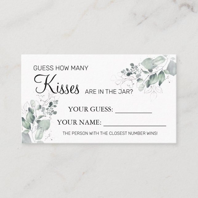 Tarjeta De Mesa Acuarela Cuántos besos juego de cartas Bridal Show (Anverso)