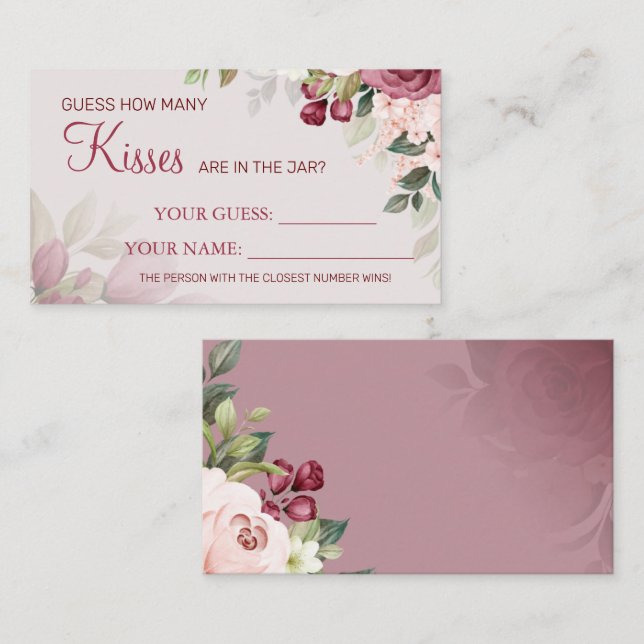 Tarjeta De Mesa Acuarela Cuántos besos juego de cartas Bridal Show (Anverso / Reverso)