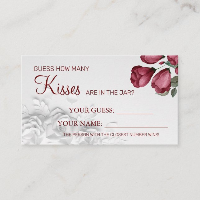 Tarjeta De Mesa Acuarela Cuántos besos juego de cartas Bridal Show (Anverso)