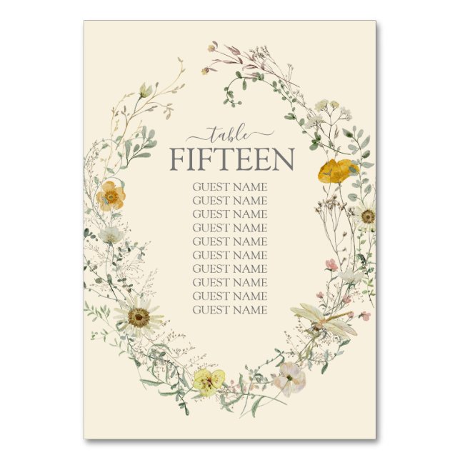 Tarjeta De Mesa Acuarela de flores silvestres verano otoño (Anverso)