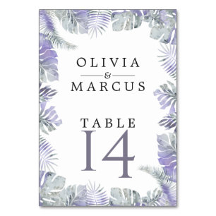 Tarjeta De Mesa Acuarela De Mist De Lavanda De Foliage Tropical