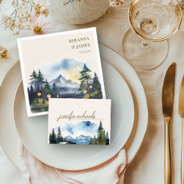 Tarjeta De Mesa Acuarela del bosque montañoso del país