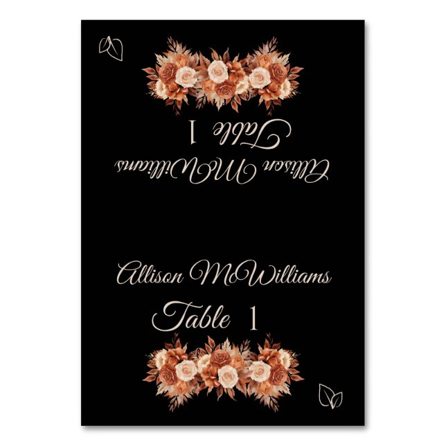 Tarjeta De Mesa Acuarela Elegancia otoño-Icono vegetariano- (Anverso)