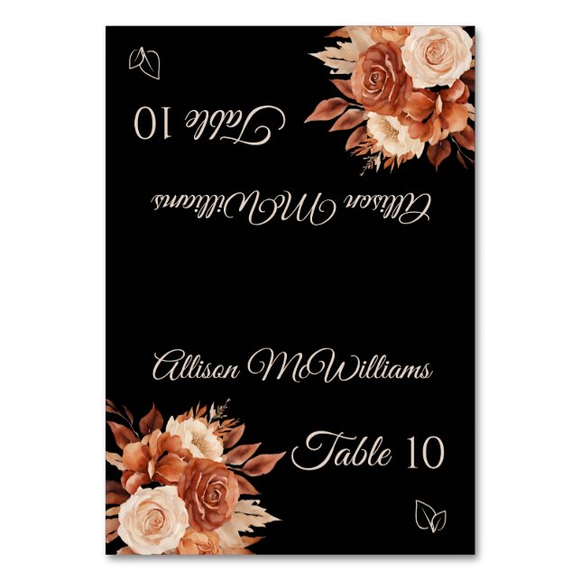 Tarjeta De Mesa Acuarela Elegancia otoño-Icono vegetariano- (Anverso)