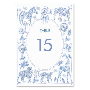 Tarjeta De Mesa Acuarela Elegante Toile Safari Chinoiserie animal