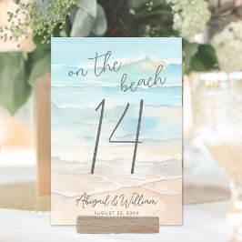 Tarjeta De Mesa Acuarela En La Boda De La Playa