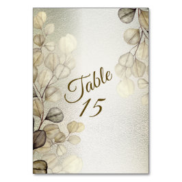 Tarjeta De Mesa Acuarela Eucalipto Dorado Boda de follaje brillant
