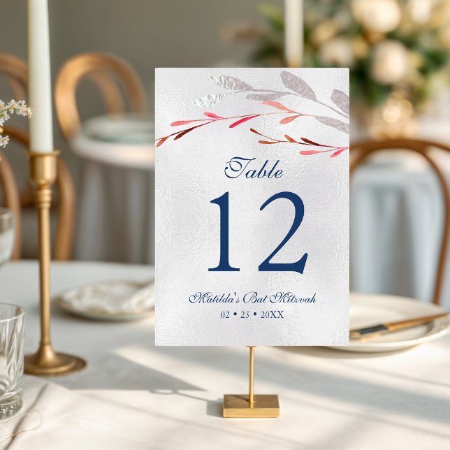 Tarjeta De Mesa Acuarela Floral Botánico de Suculentas Bat Mitzvah (Subido por el creador)