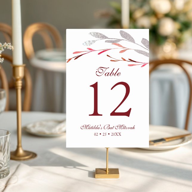 Tarjeta De Mesa Acuarela Floral Botánico de Suculentas Bat Mitzvah (Subido por el creador)