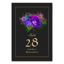 Tarjeta De Mesa Acuarela floral español Mardi Gras Quinceañera