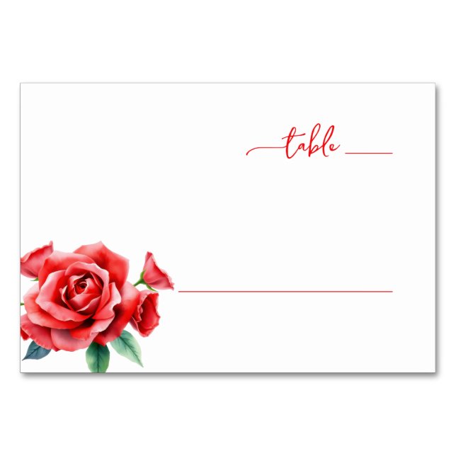 Tarjeta De Mesa Acuarela floral roja sofisticada (Anverso)