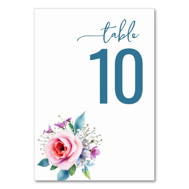 Tarjeta De Mesa Acuarela Floral Verde Azulada Tranquila (Anverso)