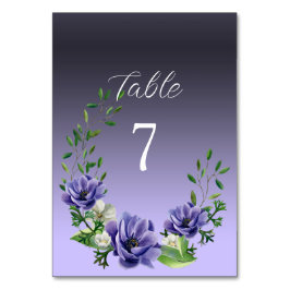 Tarjeta De Mesa Acuarela Flores púrpura Número de tabla