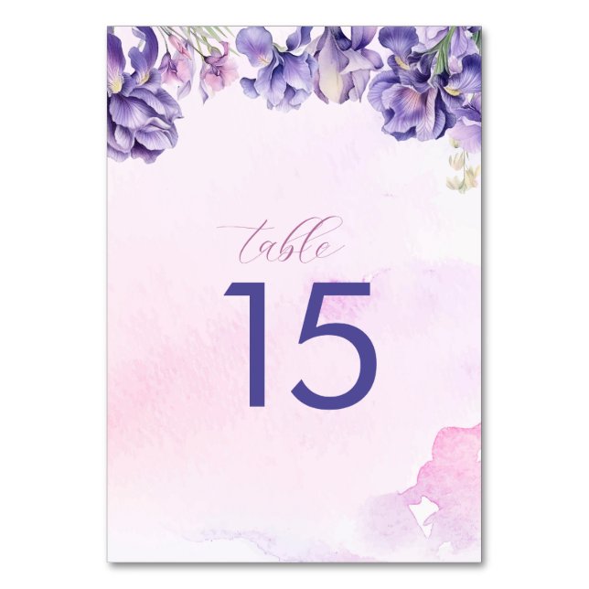 Tarjeta De Mesa Acuarela Iris Lilac floración descamación (Anverso)