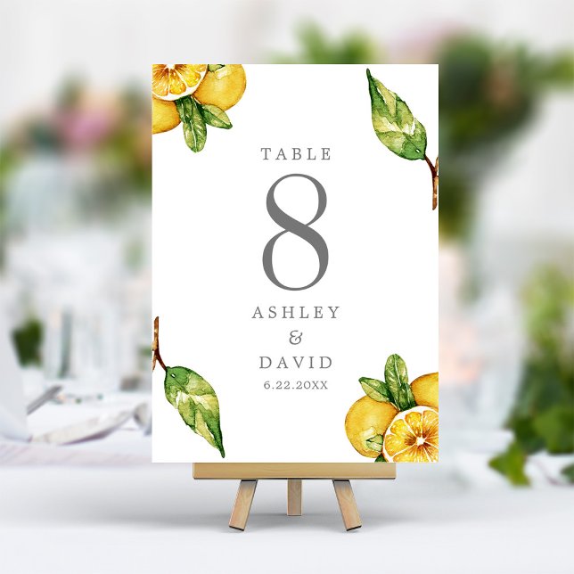 Tarjeta De Mesa Acuarela Lemons Citrus Boda moderno de Limoncello (Subido por el creador)