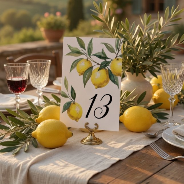 Tarjeta De Mesa Acuarela Limón Bodas Cítricos (Subido por el creador)