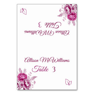 Tarjeta De Mesa Acuarela Magenta Peony-Vegetariano-Boda-