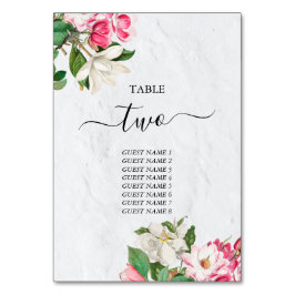 Tarjeta De Mesa Acuarela Magnolia Flores Boda Número de tabla