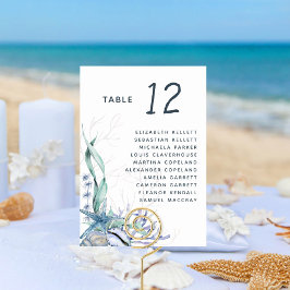 Tarjeta De Mesa Acuarela Moderna Ocean Beach Wedding Seasons