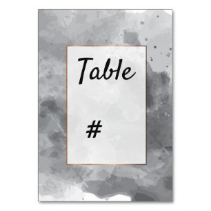 Tarjeta De Mesa Acuarela Número de tabla negro grisáceo romántico