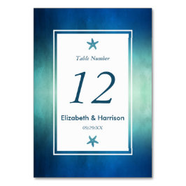 Tarjeta De Mesa Acuarela Océano Starfish Beach número de boda