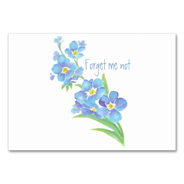 Tarjeta De Mesa Acuarela Olvidar-me-no flor Bonito azul floral (Anverso)