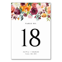 Tarjeta De Mesa Acuarela Otoño Blooms Garland Fall Wedding