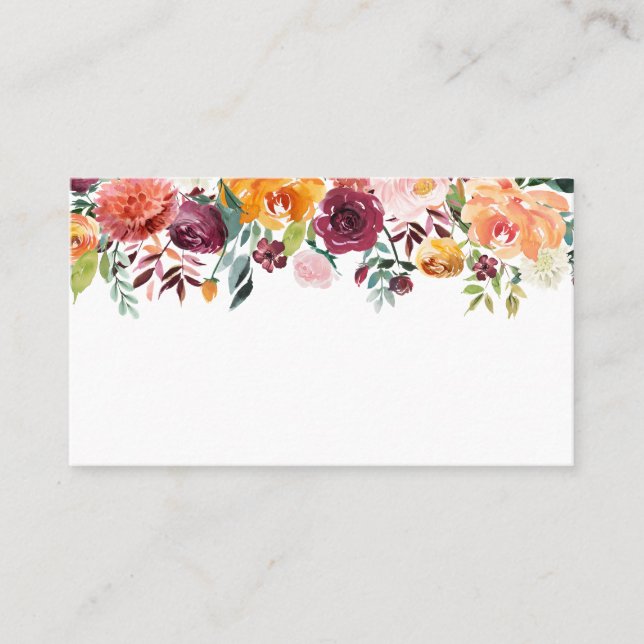 Tarjeta De Mesa Acuarela Otoño Blooms Garland Fall Wedding (Anverso)