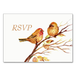 Tarjeta De Mesa Acuarela Pájaros Rojos Marrones RSVP