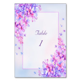 Tarjeta De Mesa Acuarela Purple Lilac Flower Table Number