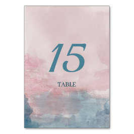 Tarjeta De Mesa Acuarela rosa y azul
