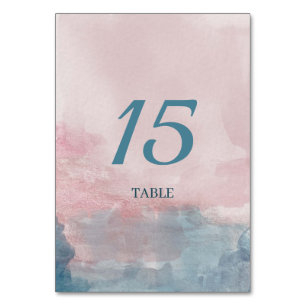 Tarjeta De Mesa Acuarela rosa y azul