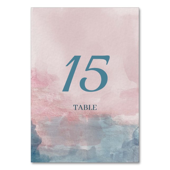 Tarjeta De Mesa Acuarela rosa y azul (Anverso)