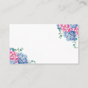 Tarjeta De Mesa Acuarela Rosa y Azul Hidrangea Boda Floral
