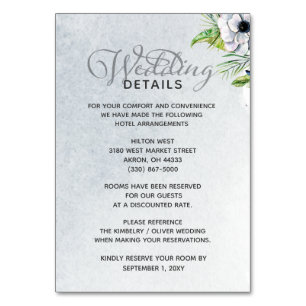 Tarjeta De Mesa Acuarela Rusa Dusty Blue Nature Boda Floral