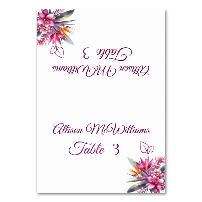 Tarjeta De Mesa Acuarela Tropical Bliss-Vegetariano-Boda- (Anverso)