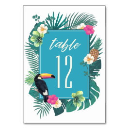 Tarjeta De Mesa Acuarela Tropical con Toucan Verde azulada ID577
