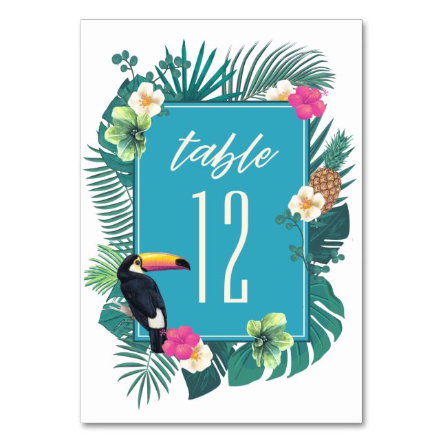 Tarjeta De Mesa Acuarela Tropical con Toucan Verde azulada ID577 (Anverso)