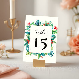 Tarjeta De Mesa Acuarela Vegetación tropical Marco Boda moderno