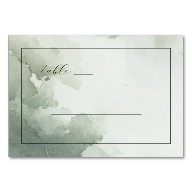 Tarjeta De Mesa Acuarela Verde Serena (Anverso)
