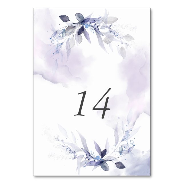 Tarjeta De Mesa Acuarela Violeta Rústica Wispy Sale Número de Tabl (Anverso)