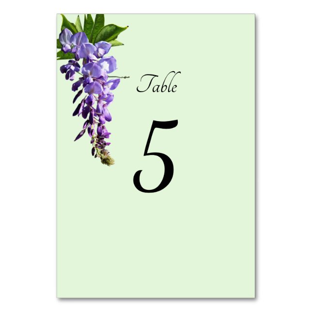 Tarjeta De Mesa Acuarela Wisteria Púrpura Números de tabla (Anverso)