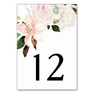 Tarjeta De Mesa Acuarelas de Lirios, Magnolias, Rosas Peonías