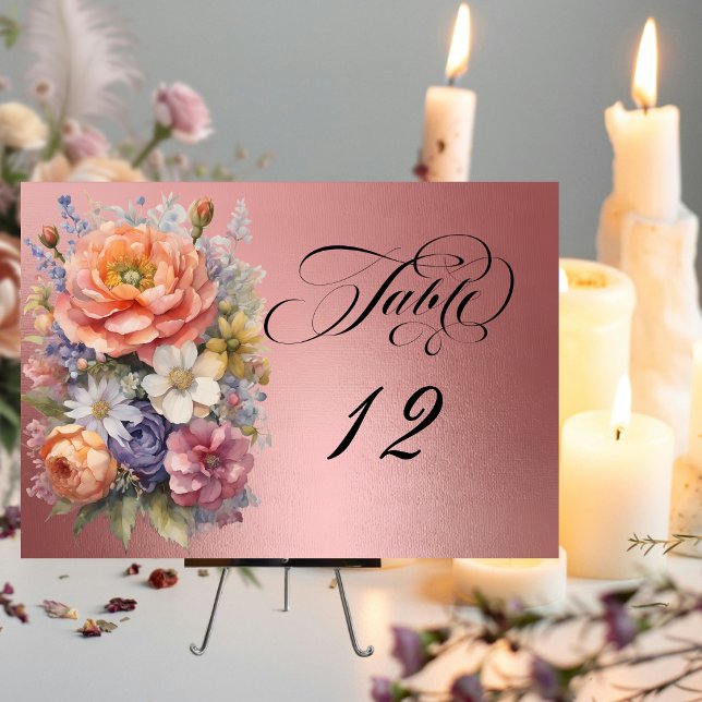 Tarjeta De Mesa Acuarelas Flores Silvestres - Rosa Dorado (Subido por el creador)