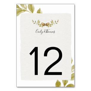 Tarjeta De Mesa Acuarelas rusas y hojas de roble