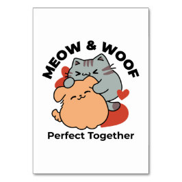 Tarjeta De Mesa Adorable Cat and Dog Hug - Diseño de Meow & Woof
